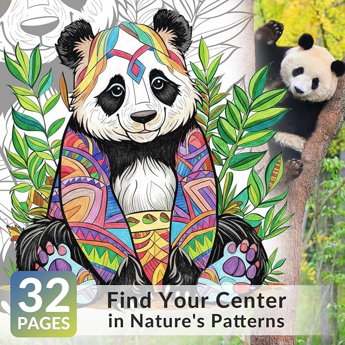 FUNLAVIE Adult Coloring Book – Mandala Animal Designs, Spiral Bound Premium Coloring Book for Adults, Stress Relief & Relaxation, High Detail Mandala Animal Patterns