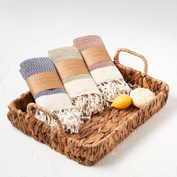 BAY LAUREL Turkish Hand Towel – Pack of 2 | Soft & Absorbent Decorative Towels for Bathroom, Hand, Face, Hair, Gym, Yoga, SPA, Kitchen & Tea | Boho Decor (Purple, Diamond 15x26 Inches (Set of 2)