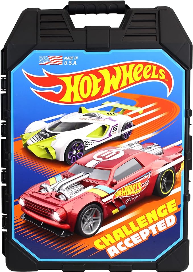 Tara Toys Hot Wheels 48-Car Storage Case – Durable Plastic Carrying Case with Handle for Die-Cast Toy Cars, Fits 1:64 Scale Vehicles, Organizer for Kids Travel & Display