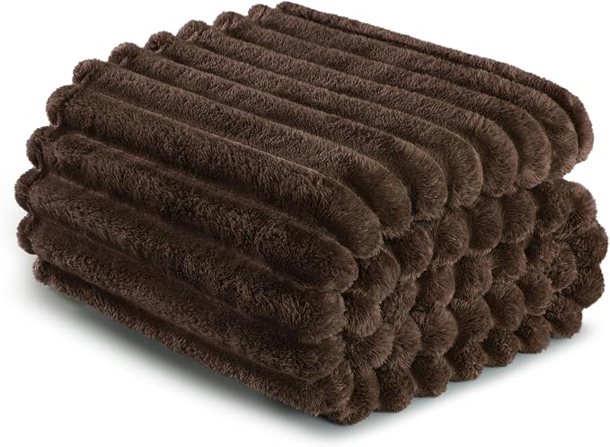 Exclusivo Mezcla Striped Queen Size Fleece Blanket for Bed, Couch, 90"x90" | Soft Breathable Cozy Bed Blankets, Lightweight Plush Fluffy Fuzzy Jacquard Decorative Blankets