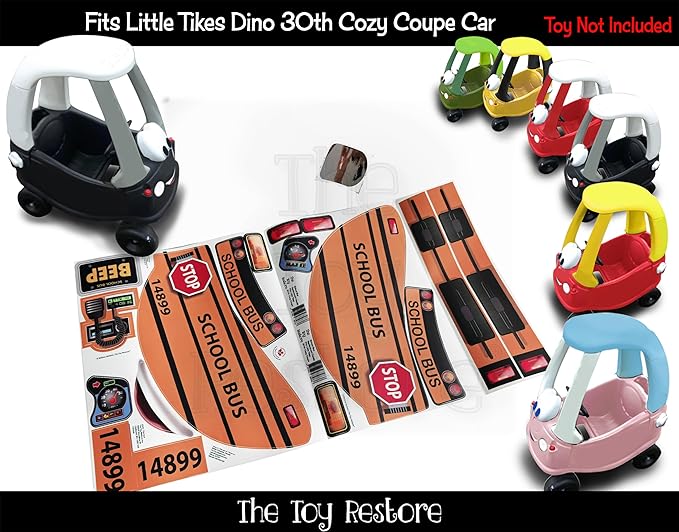 Toy Restore Replacement Sticker Fits Little Tikes 30th Cozy Coupe Car School Bus