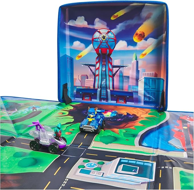 Paw Patrol: The Mighty Movie, Pup Squad Play Mat Gift Pack with Mighty Pups Chase & Vee Pup Squad Racer Toy Cars, Kids Toys for Boys & Girls Ages 3+