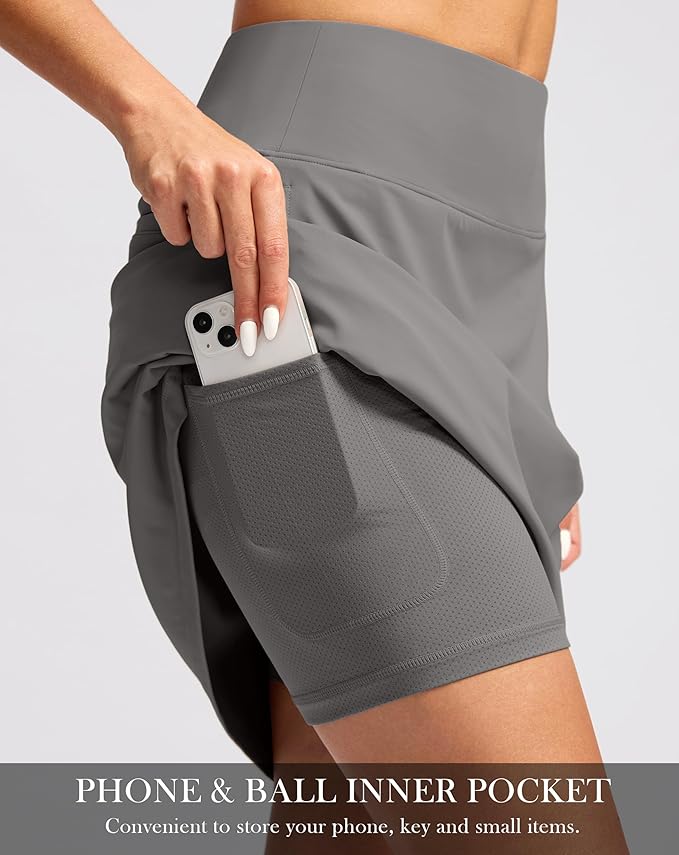 G Gradual 20" Skorts with Pockets Knee Length Golf Skirt | Built in Soft Shorts, High Waisted, Tummy Control, Breathable, Long Skorts for Athletic, Tennis, Dressy, Casual, Summer