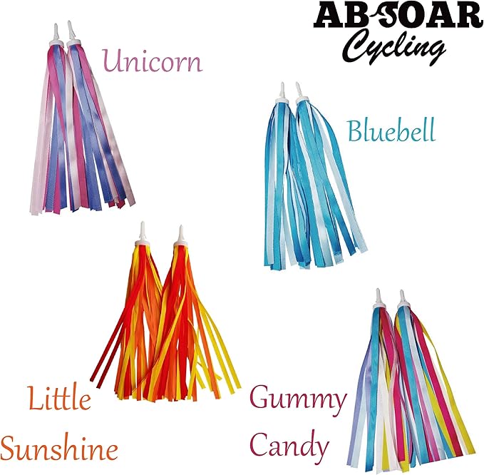 Colorful Bike Streamers Girls Boys Kids Bicycle Tassel Ribbon Handlebar Scooter Streamer 2 Pairs 18 Bands