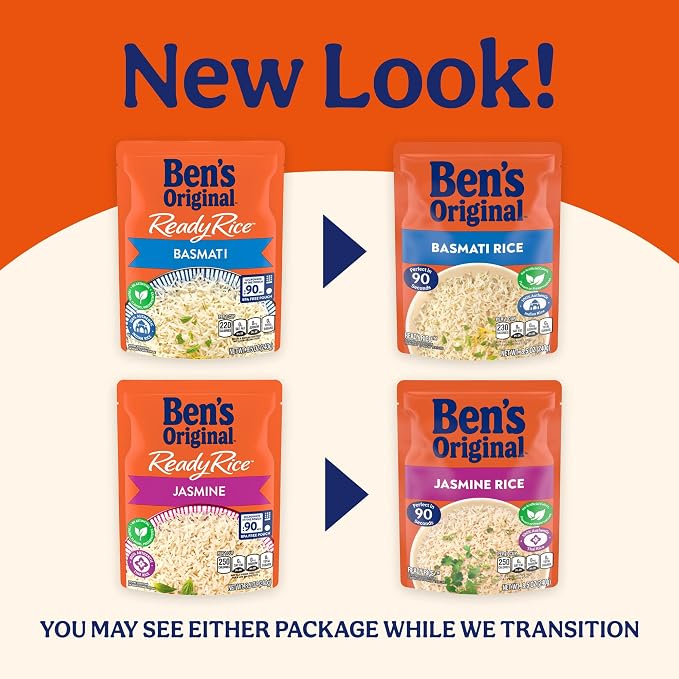 BEN'S ORIGINAL Ready Rice Basmati and Jasmine Rice Variety Pack, Easy Dinner Sides, 8.5 OZ Pouch (Pack of 6)