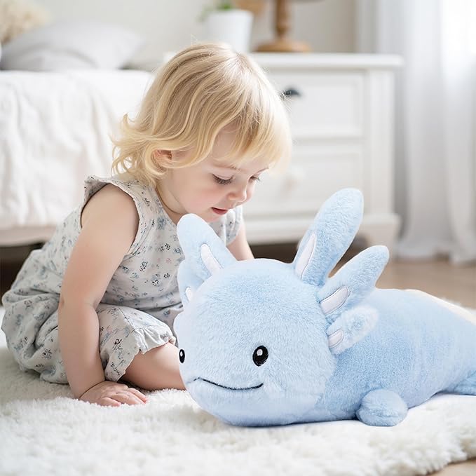 Niuniu Daddy 24" | 5 Pound Blue Axolotl Weighted Stuffed Animals for Kids Adults Girls Boys, Giant Cute Axolotl Stuffy Plush Toy, Kawaii Body Pillow Present for Holidays Christmas