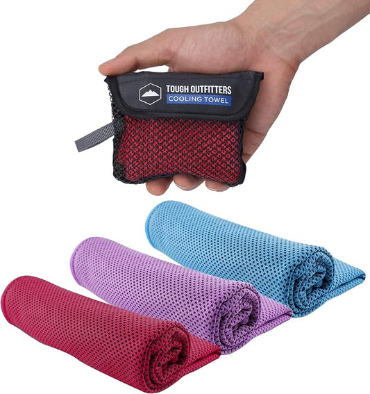 Tough Outdoors Cooling Towels for Neck Face - Neck Cooling Towel for Hot Weather Yoga Sports Golf Sweat - Instant Cold Towel