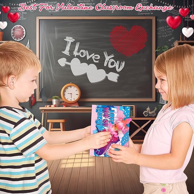 24PCS Valentines Day Cards for Kids School Classroom Exchange, Valentine's Day Gift Cards with Change Color Lizard Toys, Valentines Greeting Cards Bulk for Kids School Classroom Exchange