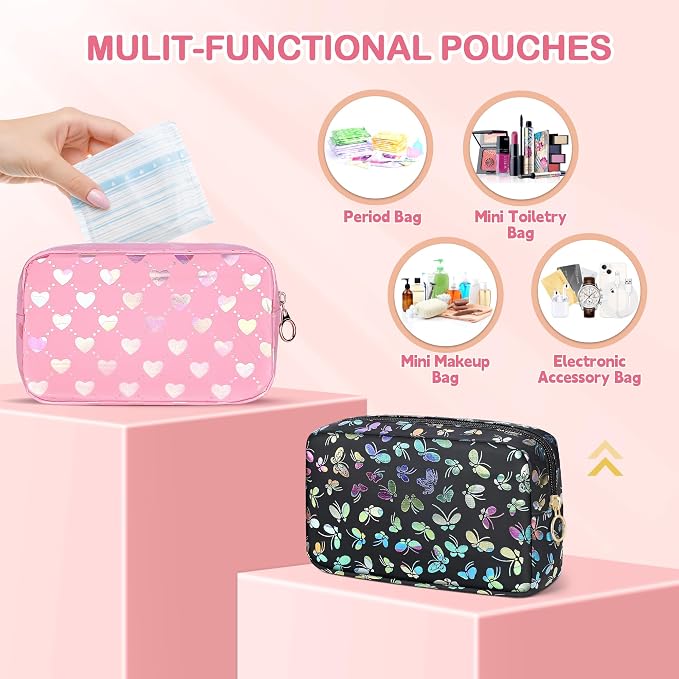 Likesing Tampon Holder for Purse, PU Period Bag Sanitary Napkin Storage Bag for Girls Womens, Portable Feminine Emergency Pad Tampon Period Pouch Sanitary Bags(Love Pink)