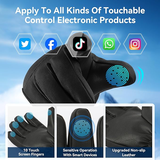Ski Gloves,Snow Gloves,Waterproof Cold Weather Winter Gloves for Parent Boys Girls- Cycling, Driving, Running
