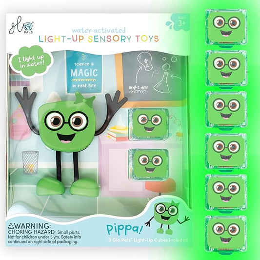 New Glo Pals Pippa Water-Activated Bath Toy with 6 Reusable Light-Up Cubes for Sensory Play - Valentine Day Gift