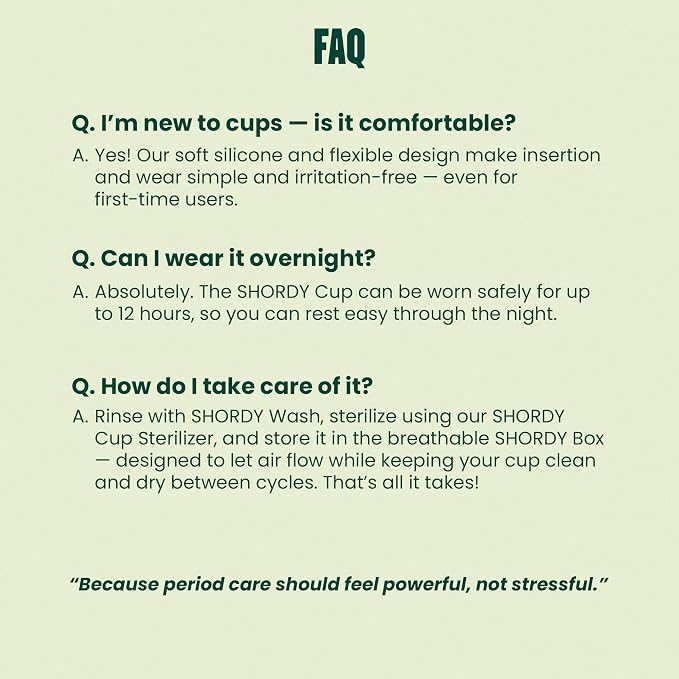 SHORDY Menstrual Cups - Reusable Small & Large Heavy Flow Period Cups | High capacity, 100% medical grade silicone, Overnight leak protection, Disc & tampon alternative copa menstrual para mujer
