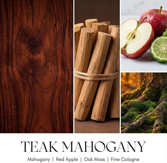 HomeLights Large jar Candle | 1-Wick Long-Lasting Scented Candles, 6.7oz Natural Soy Wax Candle for Home Scented, Industrial Chic Gifts for Women & Men, Teak Mahogany