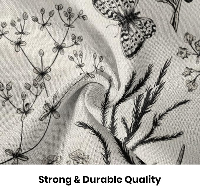 AEIOAE Spring Pillow Covers 16x16 Inch Set of 2,Black Gray Wild Flower Plant Throw Pillows Case,Seasonal Floral Outdoor Decorative Square Linen Farmhouse Decor Cushion Covers for Home Sofa Bed Couch