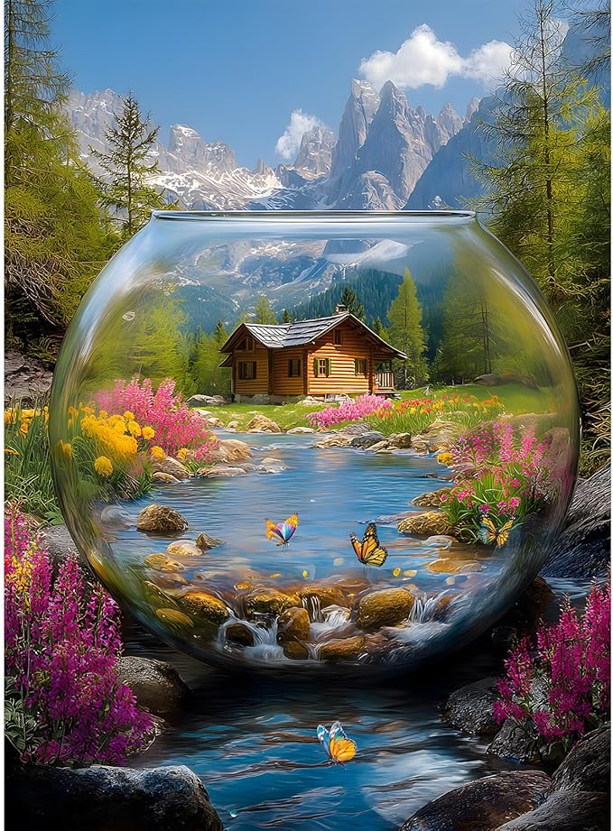 Puzzles for Adults 500 Pieces, Landscape Jigsaw Puzzles - Crystal Realm, Impossible Crystal Puzzle for Seniors Family, 20.47x14.96 inches, 1:1 Poster, Letter on The Back