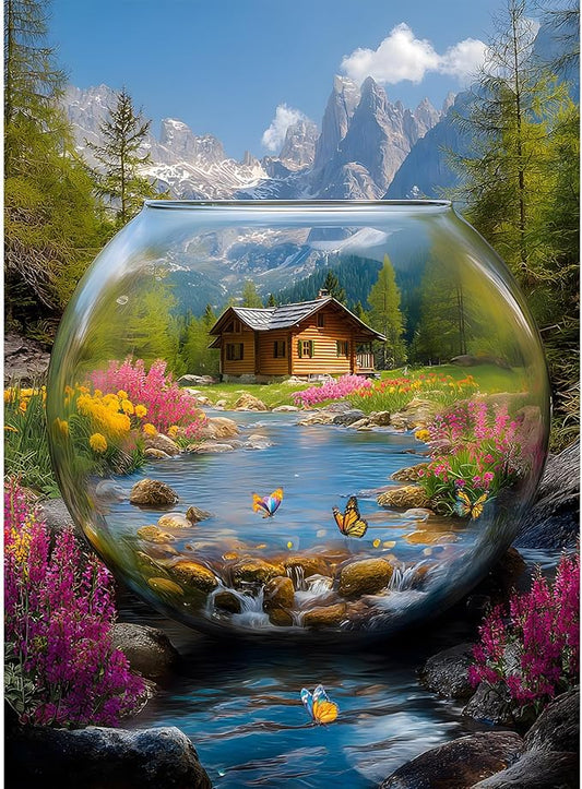Puzzles for Adults 500 Pieces, Landscape Jigsaw Puzzles - Crystal Realm, Impossible Crystal Puzzle for Seniors Family, 20.47x14.96 inches, 1:1 Poster, Letter on The Back