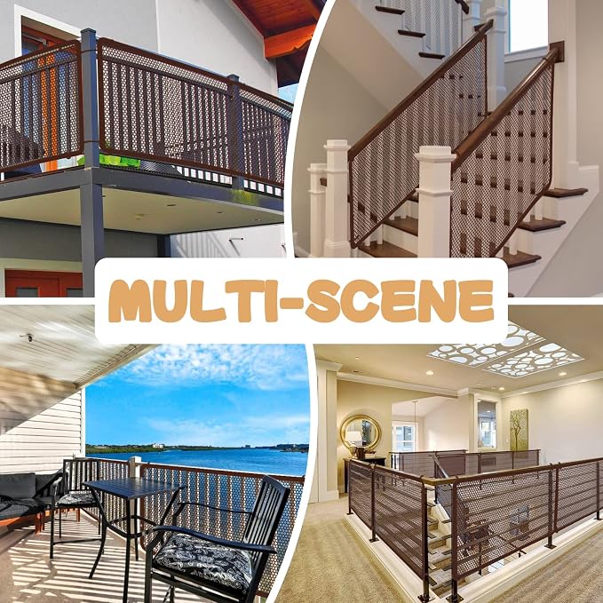 Banister Guard for Baby and Pets - 10ft x 3ft Safety Stairs Rail Net, Balcony Netting Provides Safe Environment for Child, Small Pet, Toy - Brown