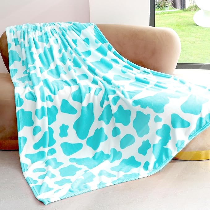 Blue Throw Blanket Twin Size Soft Fleece Blanket Lightweight Plush Fuzzy Cozy Cyan Teal Blue Twin Blanket for Couch Bed Sofa