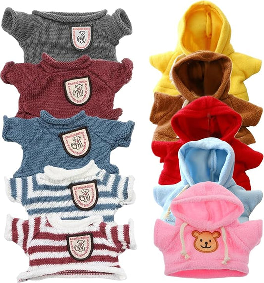 Stuffed Animal Clothes, 10PCS Bear Clothes, Bear Clothes Outfit, Doll Clothes Bear Hoodie Sweater, Funny DIY Clothes for Stuffed Animals