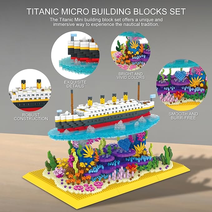 Titanic Ship Micro Mini Building Blocks Set，3892PCS+ Classic Collectible Display Model Set,MOC Boat Bricks Kit Bricks Model，Great Gift for Adults/Teens