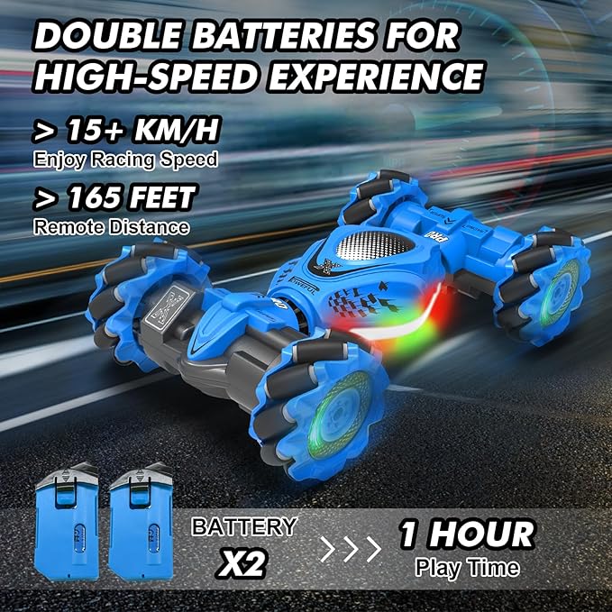 RC Car Gesture Sensing Stunt Car, Toys for Boys Girls 6-12, Best Gifts for Kids Boys 6 7 8 9 10 11 12 Years Old, 2.4GHz 4WD RC Toy Off-Road 360° Rotate All-Round Drift with Lights Music