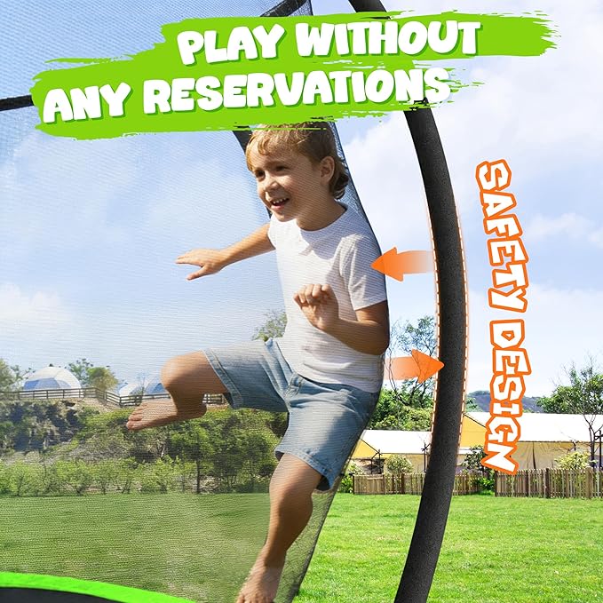 JELENS Trampoline 8FT 10FT 12FT 14FT 15FT 16FT, Recreational Trampolines with Enclosure Net, Outdoor Anti-Rust Trampolines for Kids and Adults, ASTM Approved