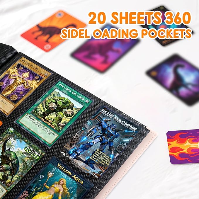 Card Binder 9 Pocket, PP Cover Trading Card Binder for 360 Cards, Sturdy Card Collection Album, Card Holder Folders for MTG, TCG, Game Cards & Sports Cards,Pink