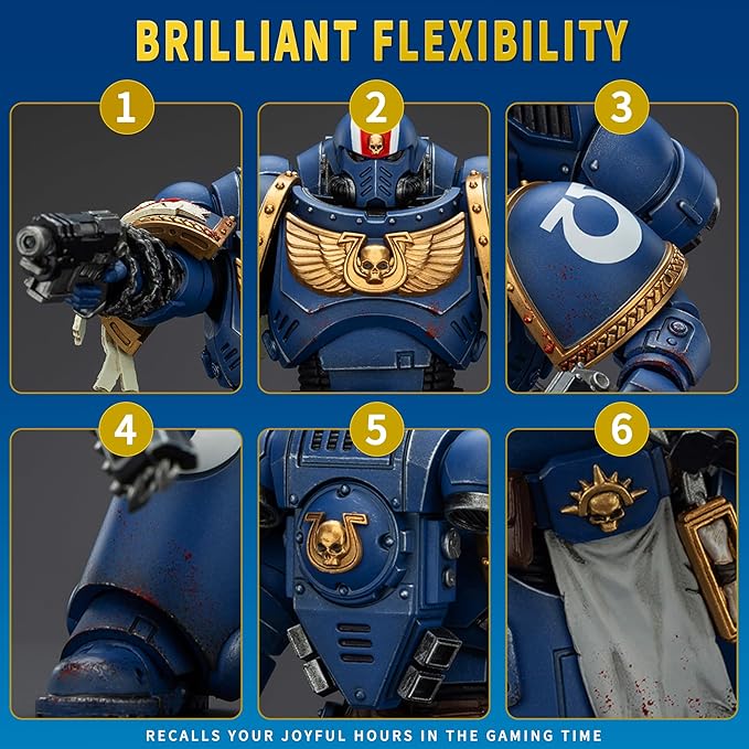 JOYTOY Warhammer 40k Action Figure 1：18 Scale 5.0inch Space Marines Ultramarines Lieutenant Titus-Collectors Edition Anime Figures for Collectible and Displayable Model