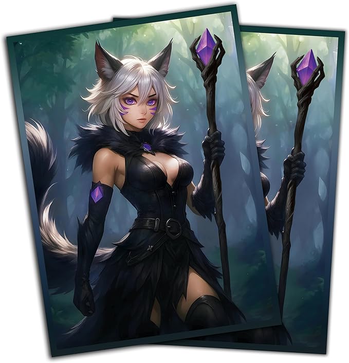 Anime Cat Warlock Card Sleeves 102 Pack – Compatible with MTG & TCGs – Perfect for Y'shtola, Night’s Blessed & Final Fantasy Commander Decks – Premium Card Game Sleeves for Magic