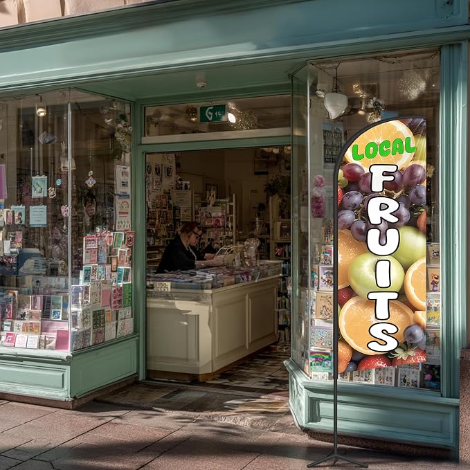 Fruits Feather Flag for Storefronts Fairs,6 FT (Flagpole Not Included) | Business Advertising Flag