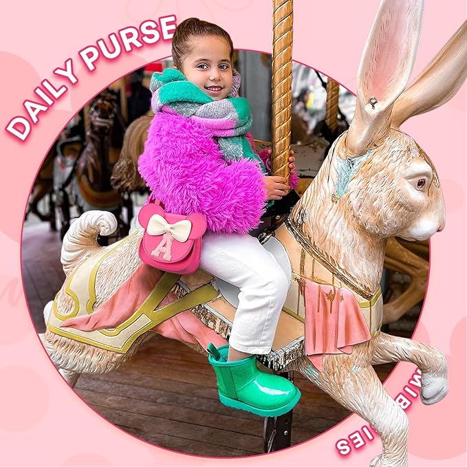 mibasies Toddler Purse Girl Gifts: Girls Birthday Gifts for 3-8 - Toys for Ages 2-4 Girls Mouse Ears Purse, Hot Pink, Letter A