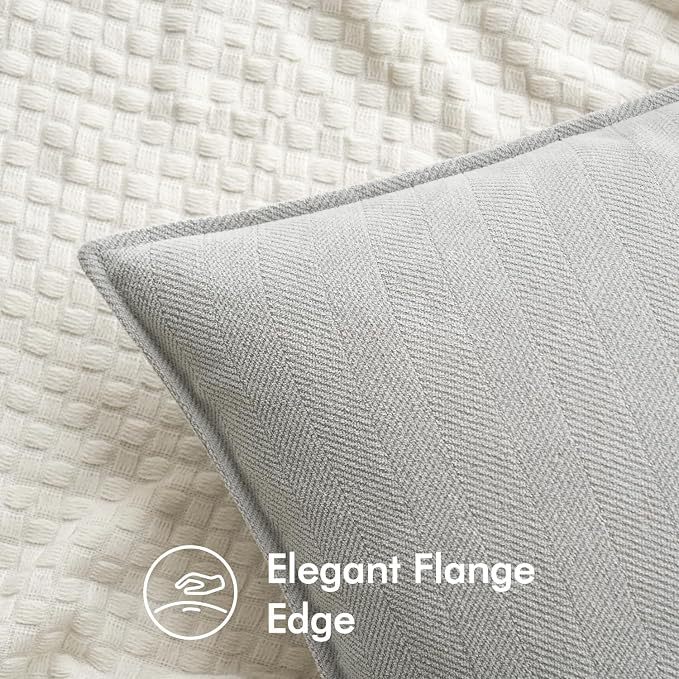 MIULEE Pack of 2 Light Grey Euro Shams Chenille Pillow Covers 26x26 Inch | Decorative Soft Couch Throw Pillows,Farmhouse Cushion Covers,Elegant Design for Sofa,Bed,Living Room,Summer Decor