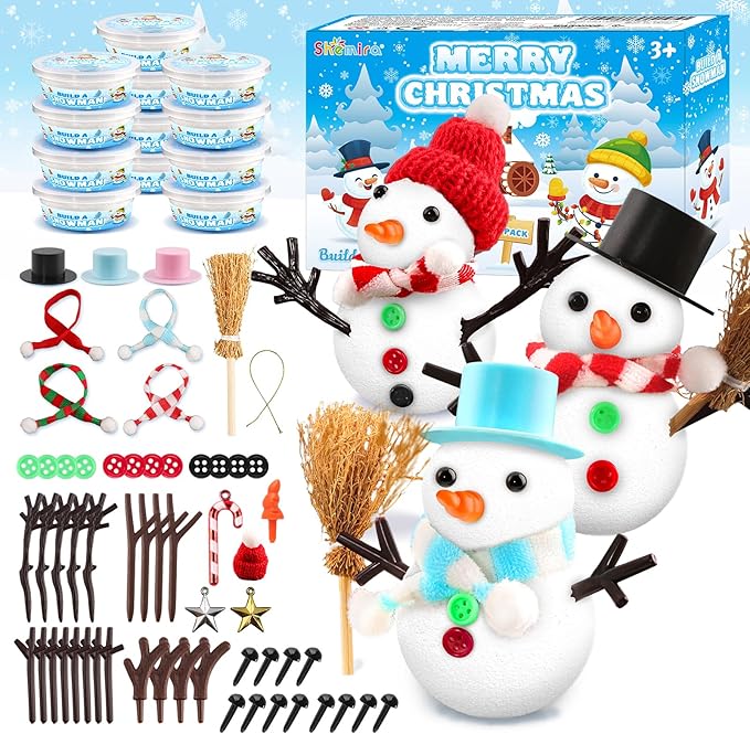 Shemira DIY Snowman Kit - Christmas Crafts for Kids, Modeling Air Dry Clay, DIY Christmas Ornaments, Party Favors & Stocking Stuffers