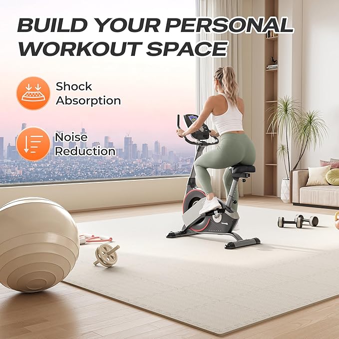 SUPERJARE Gym Floor Mats, EVA Foam Puzzle Exercise Mats, Interlocking Floor Mats, Cushioned Foam Floor Tiles, Gym Flooring Workout Mat for Home Gym, Playroom, Garage, 12.6"x12.6"x0.4"