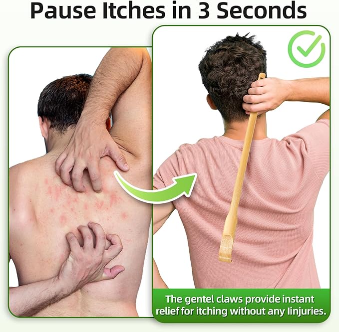 Back Scratcher, Bamboo Wood Back Scratcher Massager, 16.5" Long Self-Massager Provide Instant Relief from Itching, Good Practical and Novel Gifts for Friends and Family.