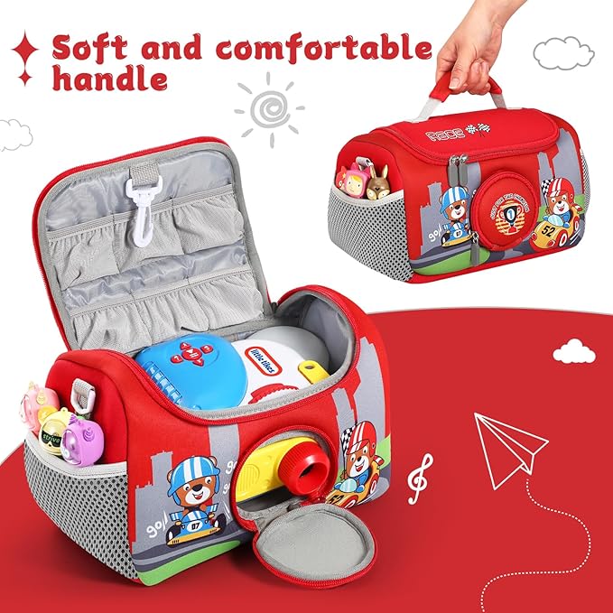 Carrying Case Compatible with Little Tikes for Story Dream Machine Books Starter Set, Portable Storage Bag with Handle and Shoulder Strap for Storytime, Storybook, Character Accessories (Red)