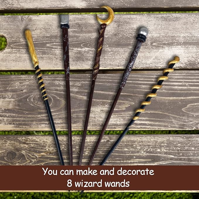 Magic Wand Making Kit for Kids Adults DIY Craft Set Wizard Birthday Party Supplies Make Your Own 8 Wands (24-Piece)