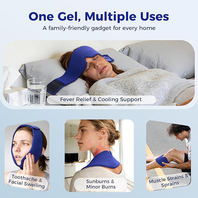 2 Pack Cooling Gel Eye Mask - Puffy Eyes, Dark Circles, Migraine Relief, FSA Eligible, FACEMOON Reusable Sleep Mask for Ice Cold Compress, Long Lasting Comfort for Eye Care, Self Care(Black,Blue)