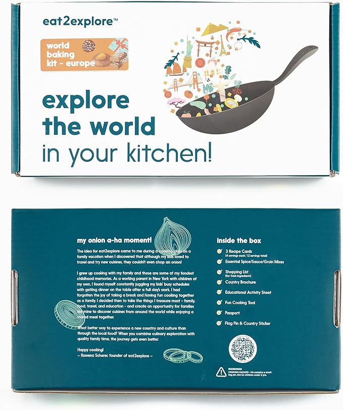 Kids Real Dessert Baking Kit for Families | Includes 3 Recipe Cards from Sweden, Croatia and Austria with Key Ingredients, Baking Tools, Fun Kids Explorer Guide | Explore Europe