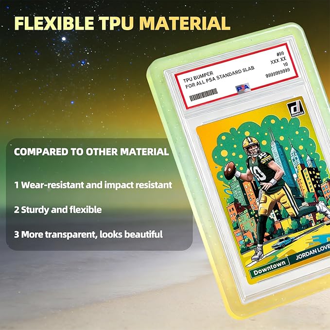NAKIS Slab Guard for PSA Graded Cards, 1 Pack TPU Slab Protector Graded Bumper Guard for PSA Graded Card Only, Gradient Color Glitter Limited Edition, COLOR10