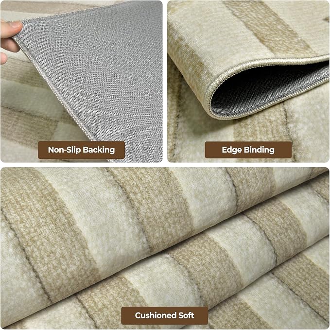 Washable Rugs 8x10 Area Rugs for Living Room,Bedroom,Dining Room-Neutral Morocco Rugs with Non Slip Backing,Large Soft Carpet for High-Traffic Areas Nursery Farmhouse Home Office (Beige Brown)