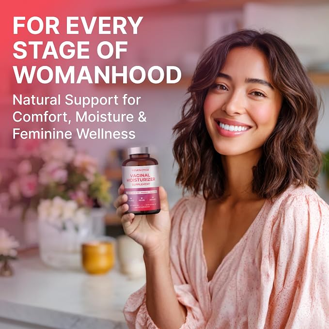 Eve's Cycle Vaginal Moisturizer + Tightening Supplement - Slippery Elm for Women, Kacip Fatimah, Manjakani for Vaginal Dryness - 60 Vegan Capsules - Made in USA