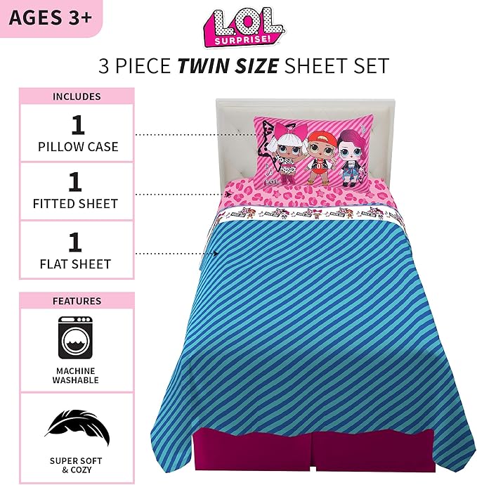 Franco Kids Bedding Sheet Set, Full, L.O.L. Surprise!