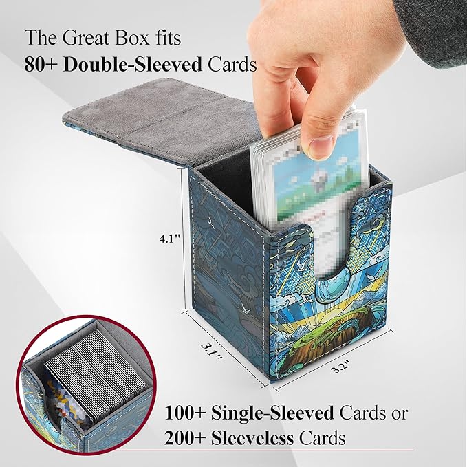 Card Deck Box for MTG Card Storage Box Holds 100 Plus Single Sleeved Cards with Trading Cards Games TCG Yugioh etc. (Light Blue)