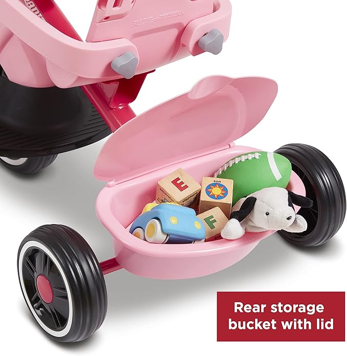 Radio Flyer Stroll N Trike Grows with Child, Converts from Parent Steering to Pedaling for Ages 1-5, Features Safety Harness, UV-Protection Canopy, Cup Holder, Toy Storage, and More, Amazon Exclusive