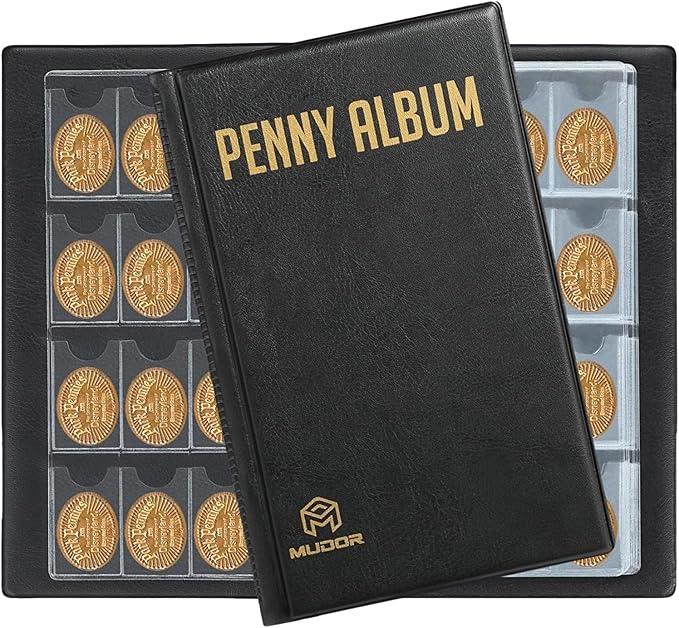 MUDOR Pressed Penny Collecting Book Album, Holds 160 Coins, Collector's Pressed Penny Holder Collection Book