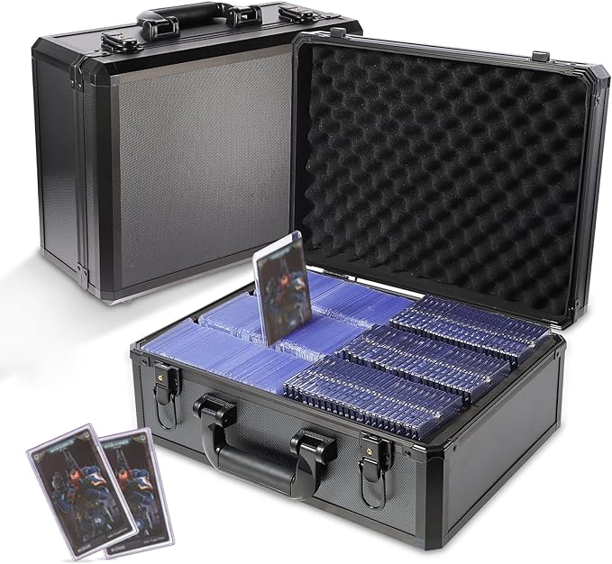EcoVibe Trading Card Storage Box for 3" X 4" 35PT Toploaders 600+, Toploader Storage Box with 6 Foam Stoppers, Fits Toploader Magnetic Holders MTG Baseball Sports Top Loaders Holder（Black）