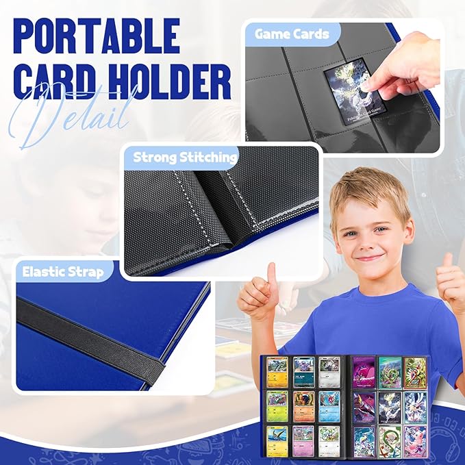 Card Binder 9-Pockets,Trading Card Binder,20 Pages, 360 Card Capacity Collection Binder, Card Folder for MTG, TCG, Game Cards & Sports Cards(Dark Blue)