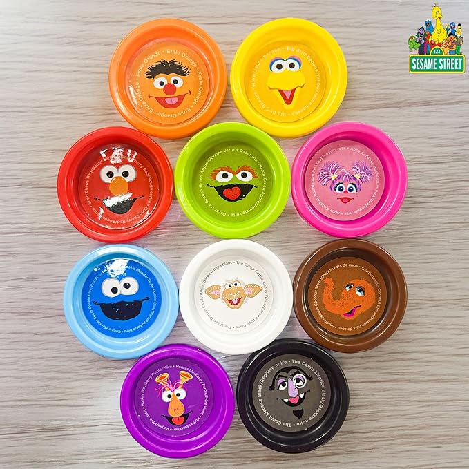 Sesame Street 10-Pack Dough | Sesame Street Mold & Create Dough | Elmo, Cookie Monster, Big Bird & More | 1oz Can | Multi-color | Officially Licensed | 10-Pack