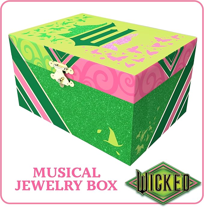 Wicked Jewelry Box for Girls - Musical Jewelry Box with Spinning Figurine, Wicked Toys for Kids Ages 3-5 - 6 x 4.7 x 3.5 in